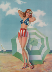 vintage pin up girl patriotic beach babe by Taber